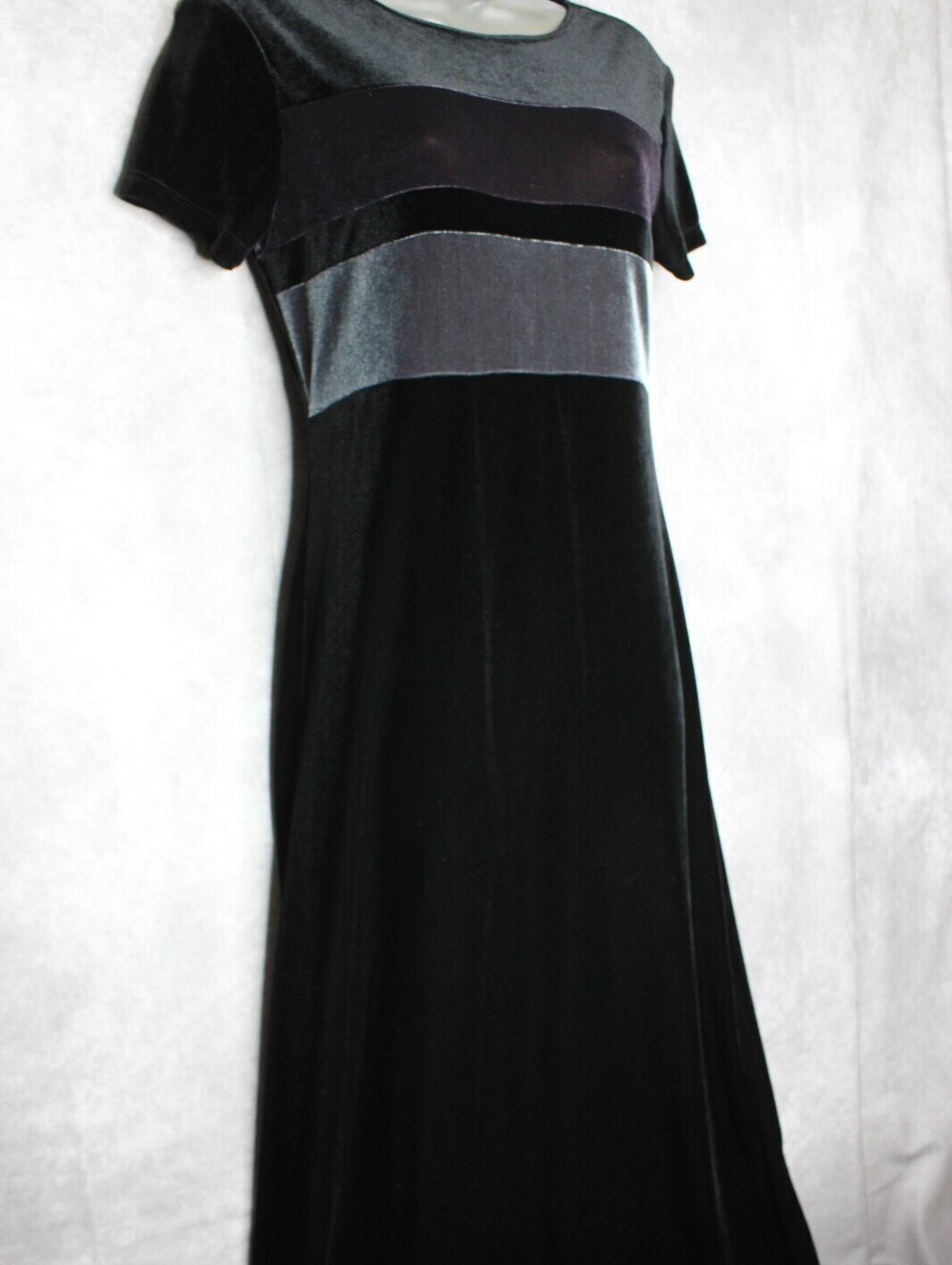 Vintage 90s Black Velvet Colorblock Whimsigoth Maxi Dress Size Small My Michelle